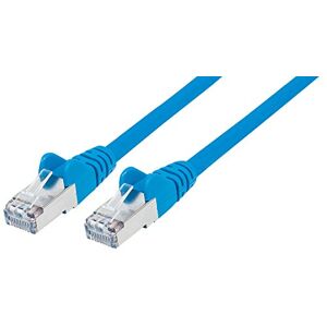 Intellinet Network Patch Cable, Cat7 Cable/Cat6A Plugs, 0.25m, Blue, Copper, S/FTP, LSOH / LSZH, PVC, RJ45, Gold Plated Contacts, Snagless, Booted, Polybag