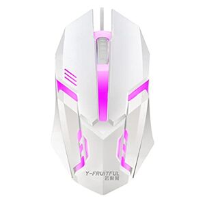 N+B S1 Gaming Mouse 7 Colors LED Backlight Ergonomics USB Wired Gamer Mouse, Flank Cable Optical Mice Gaming Mouse for Laptop Mice PC (White)