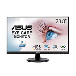 Asus VA24DCP Eye Care Monitor 23.8" Full HD, IPS, Frameless, USB-C, 65W PD, 75Hz, Adaptive-Sync/FreeSync, Low Blue Light, Flicker Free, Wall Mountable