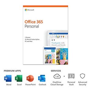 Microsoft 365 Personal   Office 365 Apps   One user   One Year Subscription   PC/Mac, Tablet and Phone   Multilingual   Box