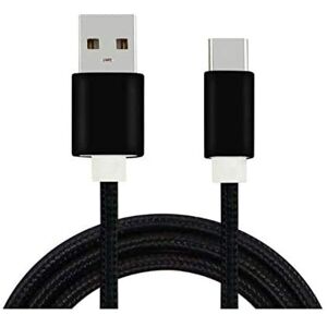 Just Accessories® - Extra Strong 1M Black Fabric Braided USB Type C USB-C Charger Cable For Xperia XZ Premium / L1 / XA1, Samsung Galaxy A3, A5,2017 ONLY OnePlus 3T 5
