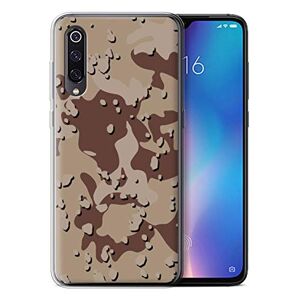 eSwish Phone Case for Xiaomi Mi 9 (2019) Military Camo Camouflage Desert/Chocolate Chip Transparent Clear Ultra Soft Flexi Silicone Gel/TPU Bumper Cover