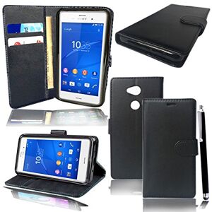 Mobile Stuff Sony Xperia L2 case, Premium PU Leather Wallet Case, [Card Holder][Book Case] Slim Flip Folio Protective Phone Cover (Xperia L2, Plain Black)