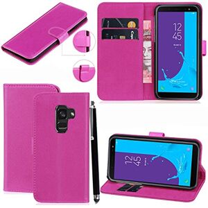 Mobile Stuff Samsung Galaxy A8 + 2018 Case, Premium PU Leather Flip Folio Book Style Wallet Cover Case for Samsung Galaxy A8 Plus 2018 6.0" with Magnetic Closure + Free Stylus Pen (PINK BOOK)