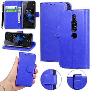 Mobile Stuff Xperia XZ2 Premium Case, Book Wallet PU Leather Flip Case Cover For Sony Xperia XZ2 Premium [5.8" Display] April 2018 Release, Design With Card Slot and Magnetic Closure + Free Stylus Pen (BLUE BOOK)