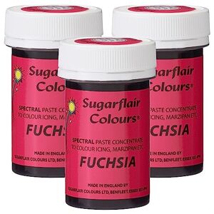 Sugarflair Colours Sugarflair Spectral Fuchsia Food Colouring Paste, Highly Concentrated for Use with Sugar Pastes, Buttercream, Royal Icing or Cake Mix, Vibrant Colour Dye - 25g (Pack of 3)