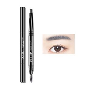 DUOYO Double-headed Eyebrow Pencil Waterproof Sweat-proof Eyebrow Definer Pencil Longwearing Women Girls-Grey