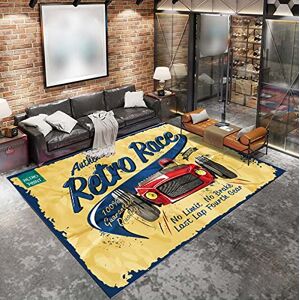 AVOMEB 3D Printing Carpets Industrial Style Creative Retro Locomotive Living Room American Style Garage Bedroom Bedside Area Rugs(H,32x47in)