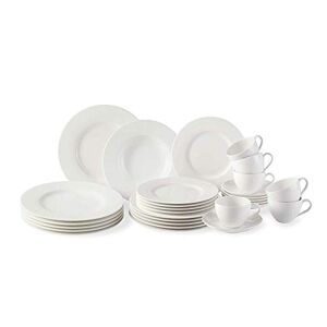 Villeroy & Boch 1952778724 White Vivo Group-Basic Crockery, Table Service for Parties, 30 Pieces, Premium Porcelain, Dishwasher Safe