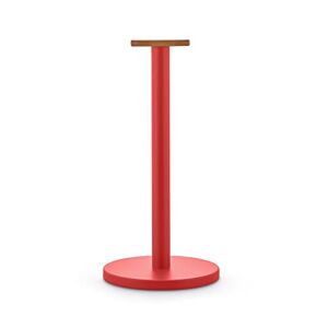 Alessi Mattina BG05 R - Design Kitchen Roll Holder, in Colored Steel with Epoxy Resin and Knob in Bamboo Wood, Red