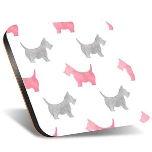 DV DESIGN 1 x Eco Square 12cm Coaster - Scottie Dog Pattern Puppy Scottish Terrier Drink Cup Mug Glass Table Protection Mat #46285