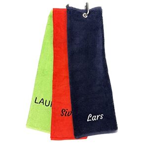 JOS Personalised Golf Towel, Embroidered Name, Golf Accessories, Monogrammed Golf Towel with Clip, Golf Gift (Lime Green)