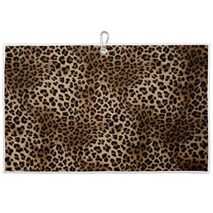 TropicalLife Vintage Leopard Print Golf Towels for Golf Bags for Men Women, Microfiber Golf Ball Towel with Heavy Duty Carabiner Clip Golf Cleaner Accessories 15 x 24
