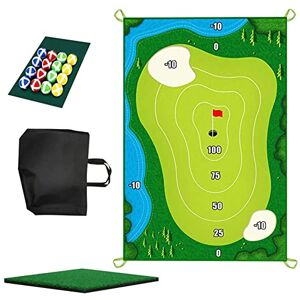 JOKBEN Golf Training Mat,Golf Chipping Game Mat,Casual Golf Game Set Mat,Golf Hitting Mat with 16 Golf Balls,4 Ground Stakes,1 Simulated Lawns,1 Strotage Bag for Indoor Outdoor Golf Party Game (1.2m*1.8m)