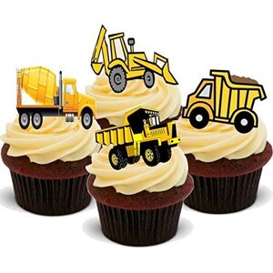 Baking Bling Diggers Mix C Work Hobby Boys Toys JCB Truck Cement Mixer - Fun Novelty Birthday Premium Stand UP Edible Wafer Card Cake Toppers Decoration