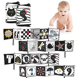 above zero Baby Black and white Sensory Toys 2Pack Black and White High Contrast Baby Sensory Toys Baby books 0-6 months black and white baby books Gift Suitable for Boys & Girls from Birth