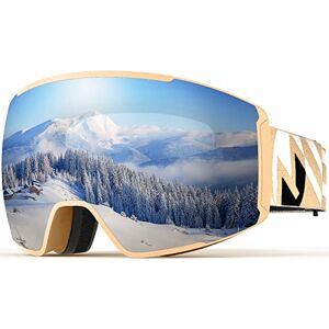 OutdoorMaster Ski Goggles Magnetic Lens - OTG Snowboard Goggles Interchangeable Lens, 100% UV400 Protection Snow Goggles for Men & Women (C-Pinkframe RevoSilverLens VLT10%)