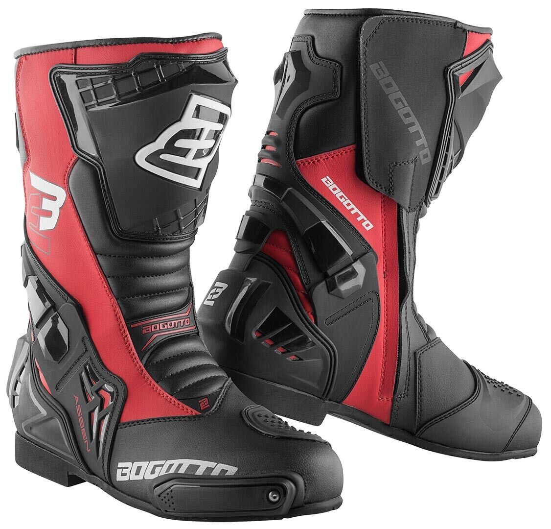 Bogotto Assen Motorcycle Boots  - Black Red