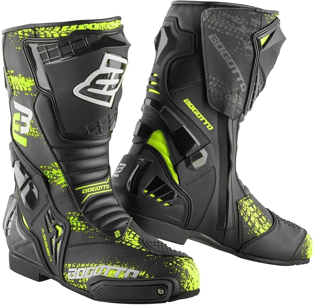 Bogotto Assen Evo Motorcycle Boots  - Black Yellow