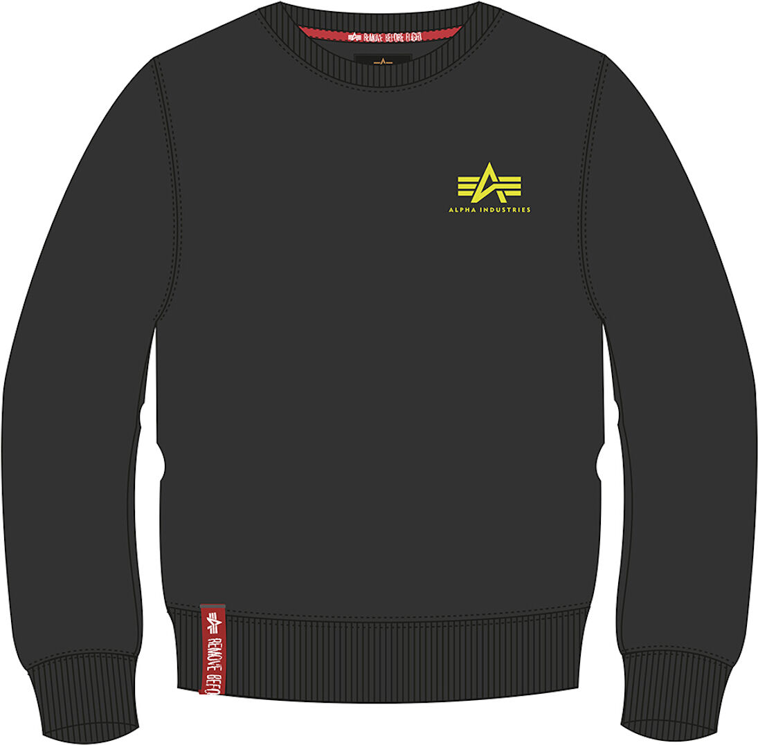 Alpha Industries Basic Small Logo Neon Print Sweatshirt  - Black Yellow