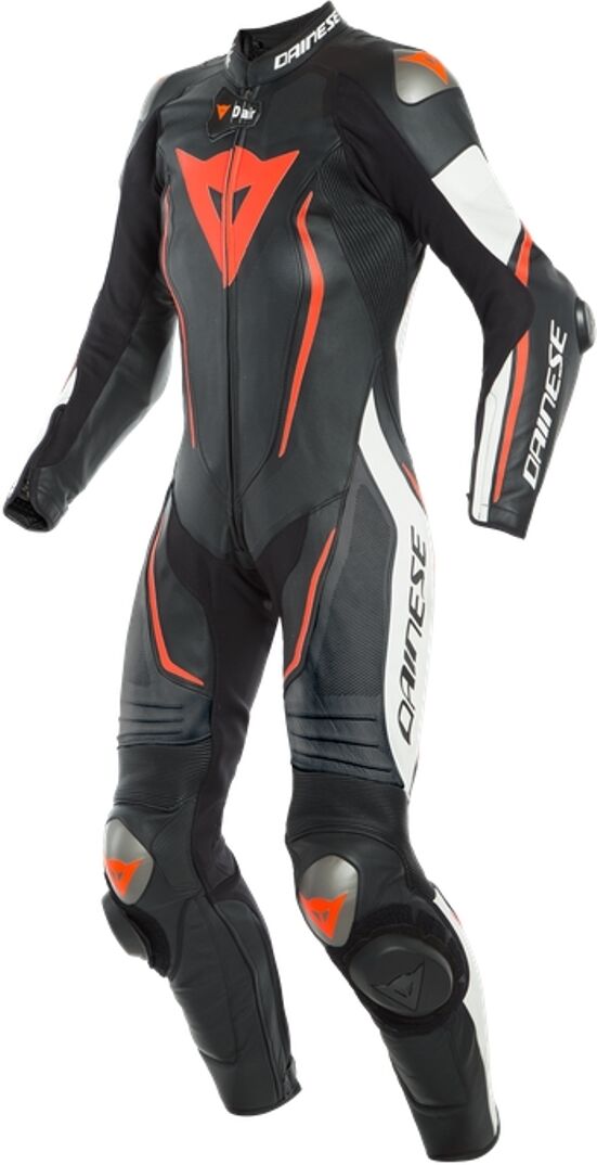 Dainese Misano 2 Lady D-Air® Airbag One Piece Perforated Ladies Motorcycle Leather Suit  - Black White Red