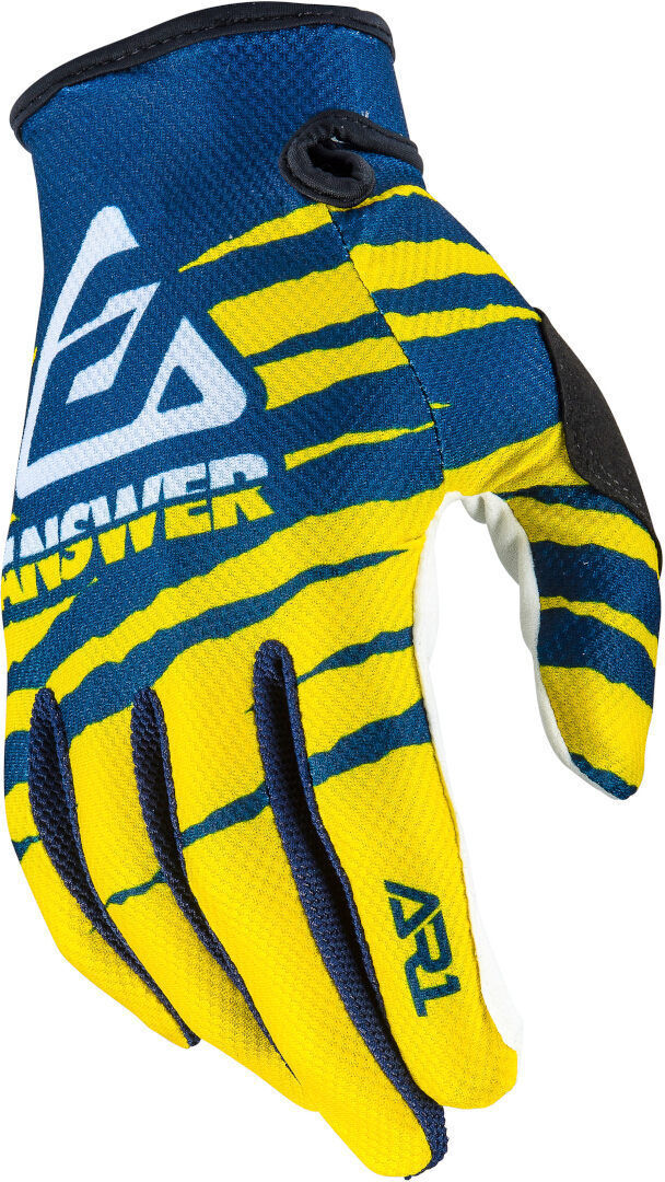 Answer Racing Answer Ar1 Pro Glow Motocross Gloves  - White Blue Yellow