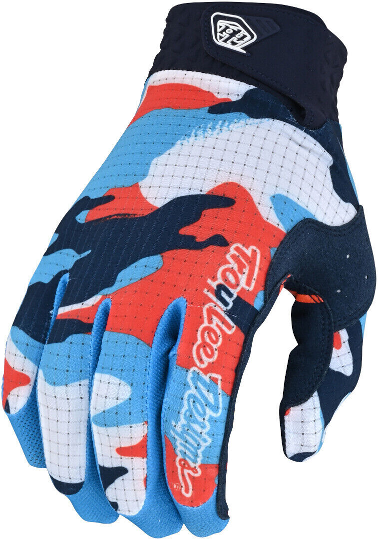Lee Troy Lee Designs Air Formula Camo Youth Motocross Gloves  - White Blue Orange
