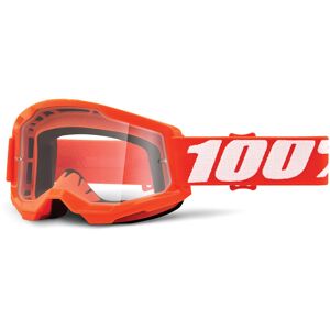100% Strata 2 Clear Motocross Goggles  - White Orange - Unisex