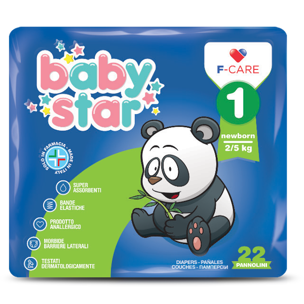 farvima medicinali spa baby star pannolini newborn t1 2/5 kg 22 pezzi