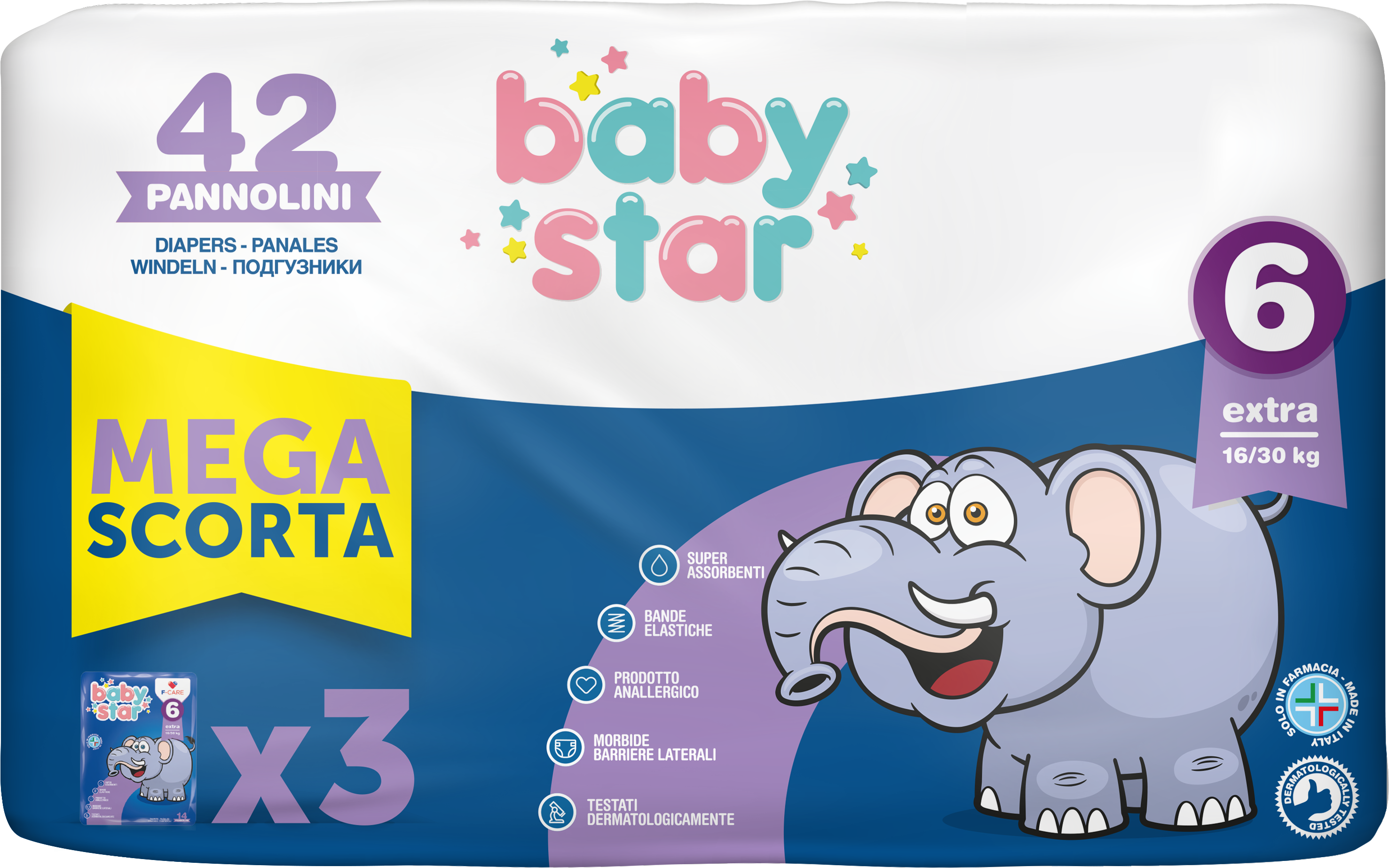 Farvima medicinali spa Babystar - Pannolini Taglia 6 Baby Star Formato Mega Scorta 42 Pezzi