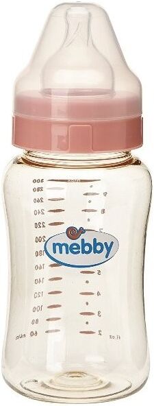 medel international srl biberon mebby step 1+2 anti-colica con tettarella in silicone, rosa da 300 ml