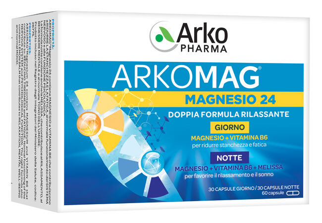 arkofarm srl magnesio 24 integratore alimentare 30 arkocapsule giorno + 30 arkocapule notte