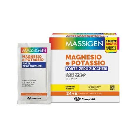 Marco viti farmaceutici spa Massigen Magnesio Potassio Forte Zero Zuccheri 24+6 Bustine