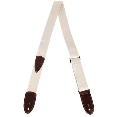 Minotaur Cotton Hemp Pickholder Strap bianco con pelle marrone Minotaur Cotton Hemp Pickholder Strap bianco con pelle marrone