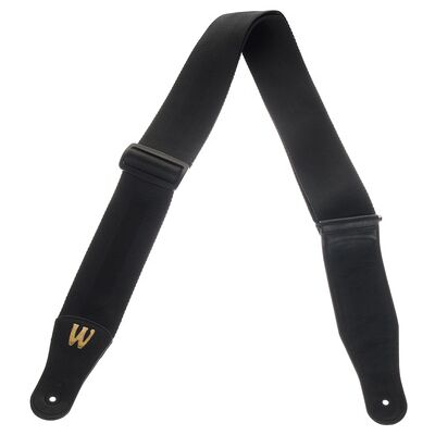 Warwick Nylon Bass Strap Black nero con logo dorato lucido Warwick Nylon Bass Strap Black nero con logo dorato lucido