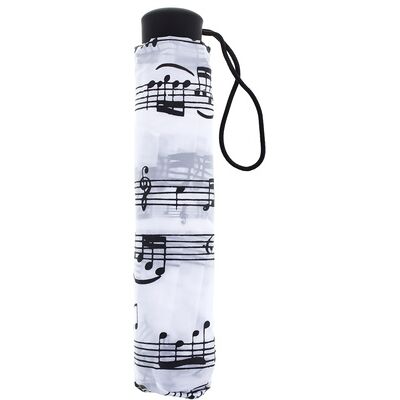 Anka Verlag Mini Umbrella White/Black bianco con note musicali nere Anka Verlag Mini Umbrella White/Black bianco con note musicali nere