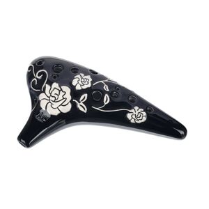 Thomann 12H Ocarina C3 Roses black Black glazed with elegant rose pattern
