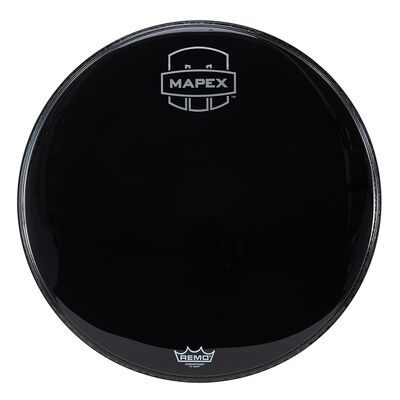 Mapex 22" Bass Drum Front Head Black Black with new logo silver Mapex 22" Bass Drum Front Head Black Black with new logo silver