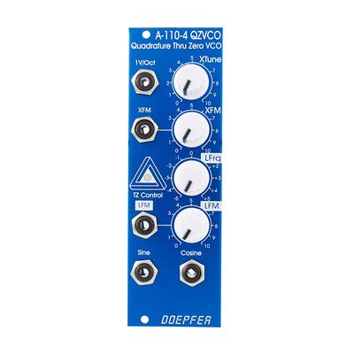 Doepfer A-110-4 Thru Zero Quad VCO SE pannello frontale anodizzato blu e manopole rotanti bianche Doepfer A-110-4 Thru Zero Quad VCO SE pannello frontale anodizzato blu e manopole rotanti bianche