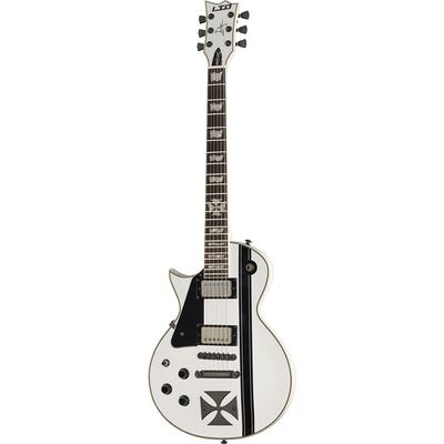 ESP LTD Iron Cross LH SW Snow White With Black Stripes ESP LTD Iron Cross LH SW Snow White With Black Stripes