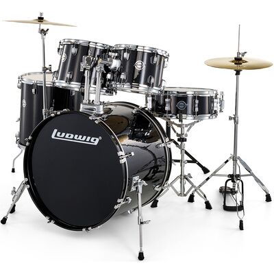 Ludwig Accent Drive 5pc Black Black Sparkle Ludwig Accent Drive 5pc Black Black Sparkle