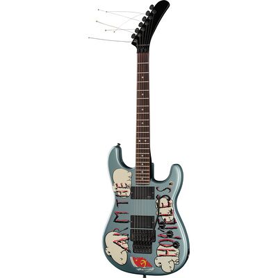 Fender Tom Morello Arm The Homeless Blue Ice Metallic con motivo Fender Tom Morello Arm The Homeless Blue Ice Metallic con motivo