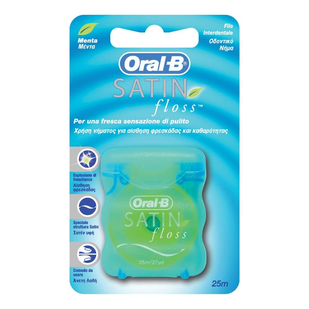 procter & gamble srl oral b satin floss filo interdentale liscio e sottile gusto menta 25 m