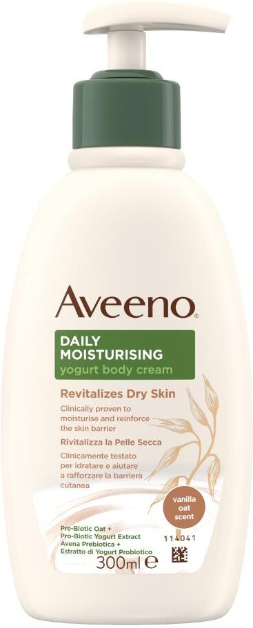 Johnson & Johnson Aveeno Lenitivo Idratante Crema Corpo Yogurt Vaniglia & Avena Lenitiva Nutriente 300 ml