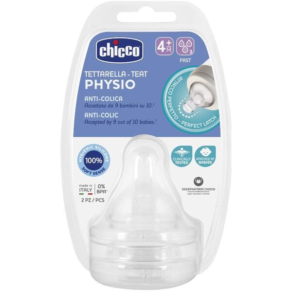 (artsana) chicco tettarella perfect 5 4m in silicone 3 fori 2 pezzi