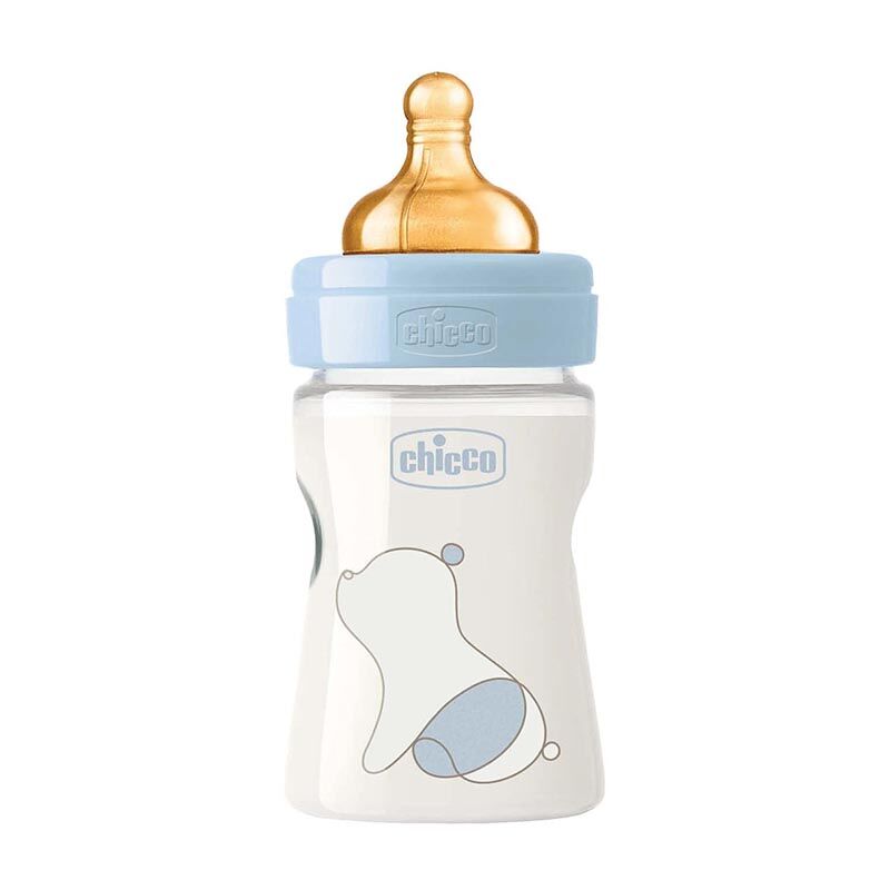 chicco artsana biberon original touch 1 flusso lento bottiglia vetro tettarella caucciù blu 150 ml