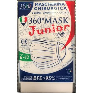 DISPOSITIVI ANTI-COVID 360Mask10 Mascherina Chirurgica 3 Veli Bambini 6-12 Anni Monouso Rosa 10 Pezzi