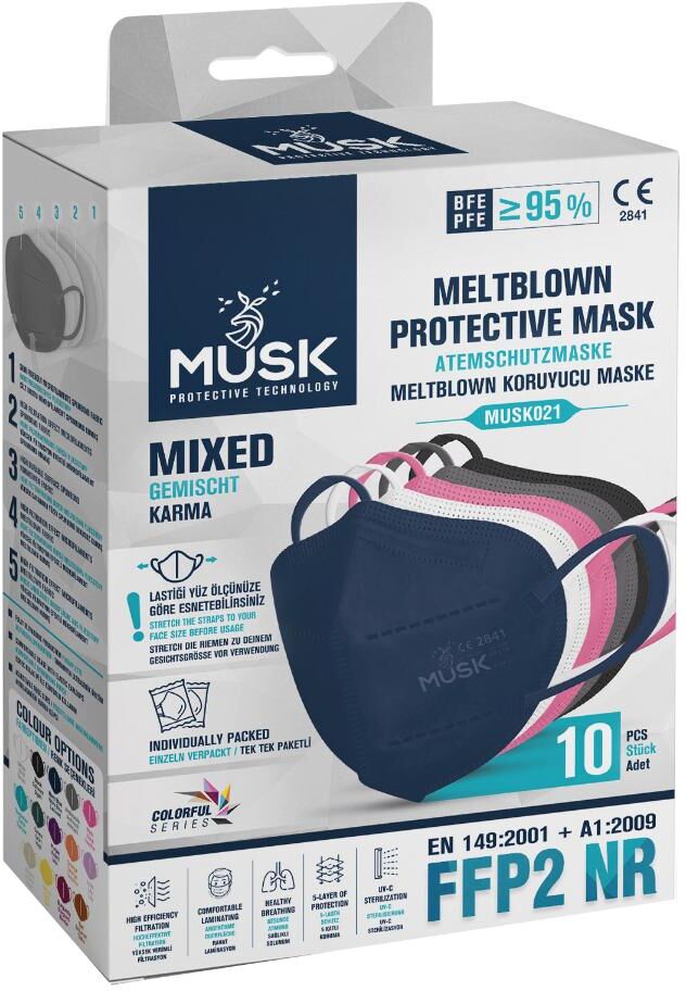 dispositivi anti-covid mascherina ffp2 nera musk 10pz