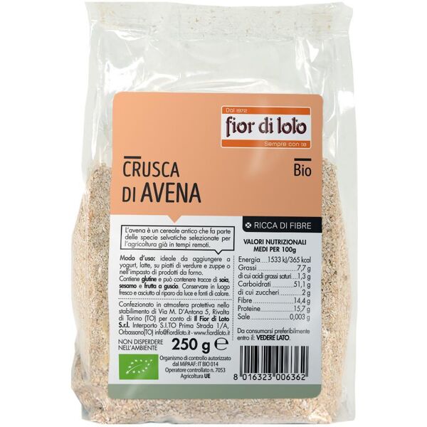 biotobio srl fior di loto crusca di avena bio 250g