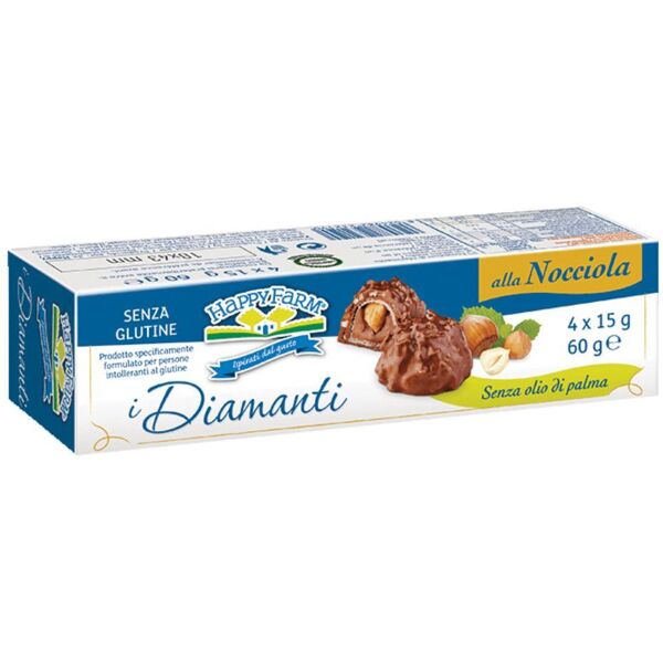 happy farm co. srl happy farm alimenti senza glutine prestige i diamanti dolcezze alla nocciola con nocciole 60 g